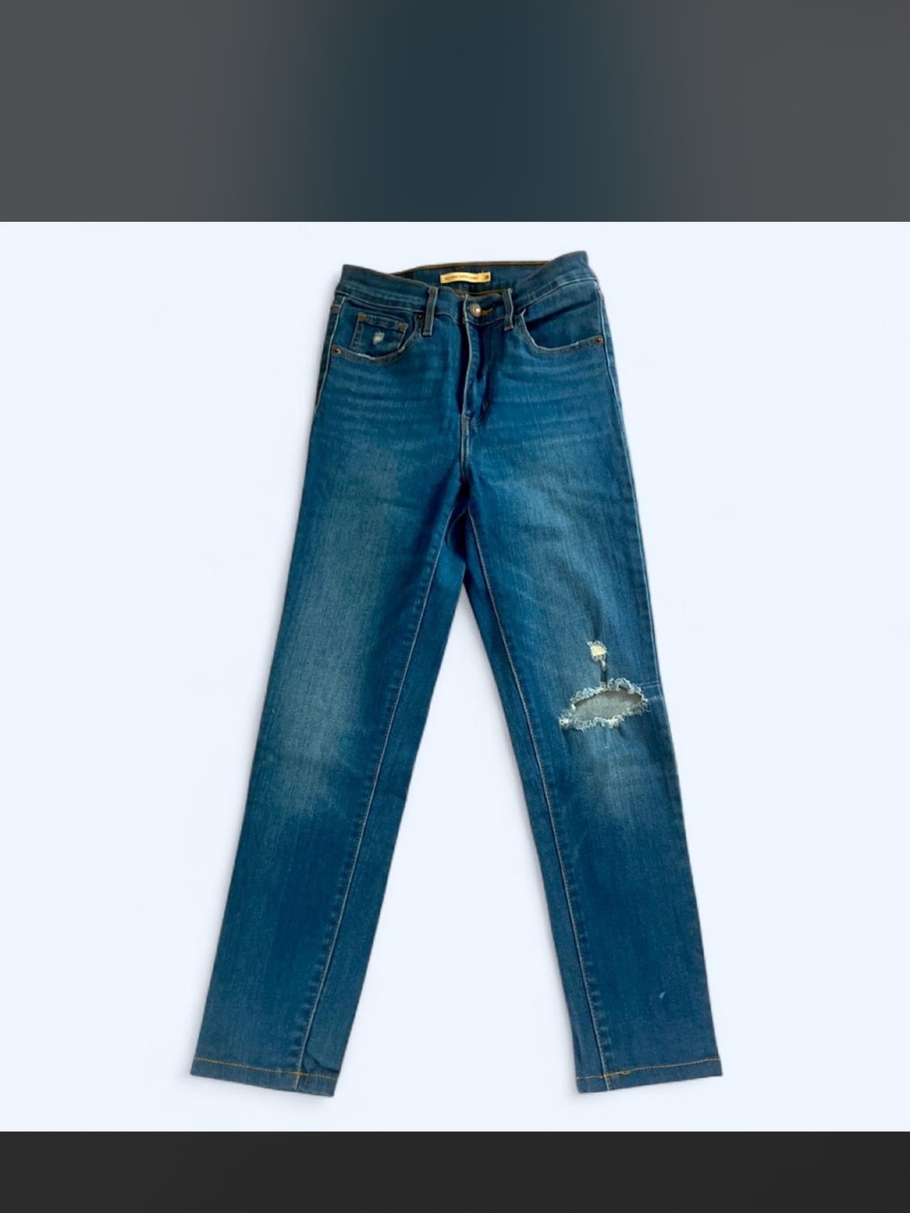 Levi's Blue Distressed Ankle Jeans